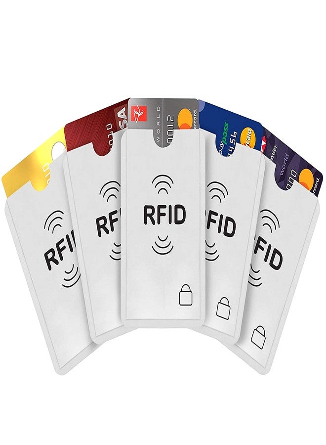 iParn Aluminium RFID Credit Debit Card Cover Sleeve Holder for Men and Women (5 Pack- Silver) - Image 1
